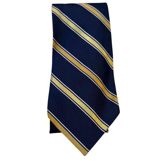 Nautica 100% Silk Navy Gold Striped Classic Tie - Picture 1 of 2